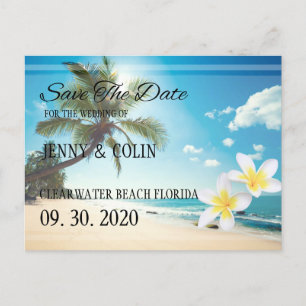 Postal De Anuncios Sunshine Beach Palm Trees Plumeria Ahorra La Fecha