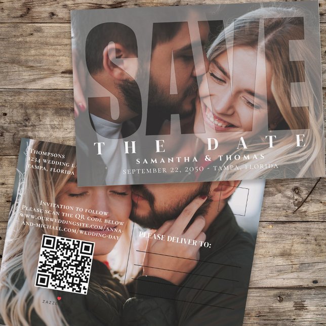 Postal De Anuncios Superposición de código QR de dos fotos modernas p (Subido por el creador)