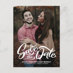 Postal De Anuncios Superposición de foto con letras a mano de flores 