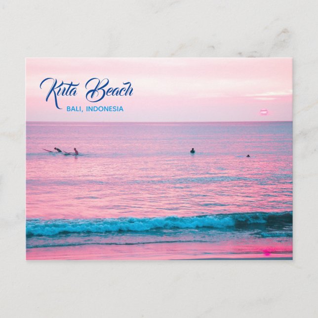 Postal De Anuncios Surfistas en Playa Kuta, Bali, Indonesia (Anverso)
