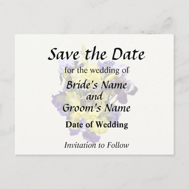 Postal De Anuncios Surtido de Lirios Amarillos y Morados (Anverso)