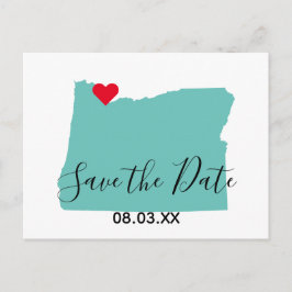 Postal De Anuncios Sus Colores Mapa de Oregon con Forma Save the Date