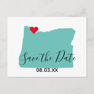 Postal De Anuncios Sus Colores Mapa de Oregon con Forma Save the Date