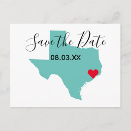 Postal De Anuncios Sus Colores Mapa de Texas en Forma Save the Date