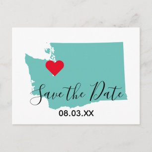 Postal De Anuncios Sus Colores Mapa de Washington en Forma Guardar la