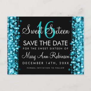 Postal De Anuncios Sweet 16 Salve La Fecha Fiesta Turquesa Parkles