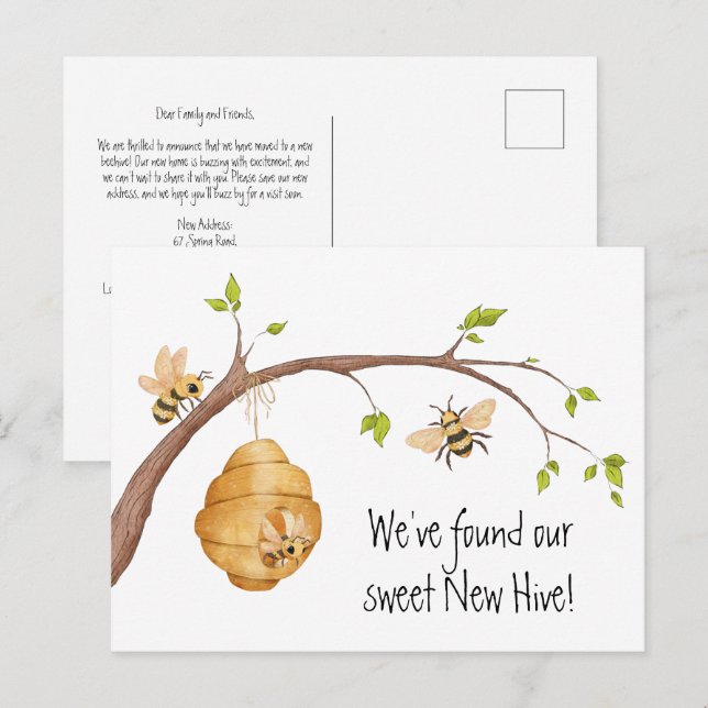Postal De Anuncios Sweet New Hive | New Home Announcement (Anverso / Reverso)