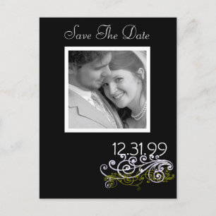 Postal De Anuncios Swirly Black & White Save The Date
