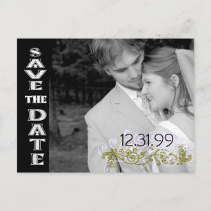 Postal De Anuncios Swirly Black & White Save The Date