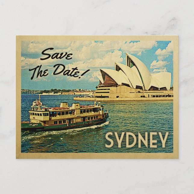 Postal De Anuncios Sydney Salva La Fecha Australia (Anverso)