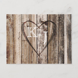 Postal De Anuncios Tablones de Madera Rústicos con Corazón Grabado Sa