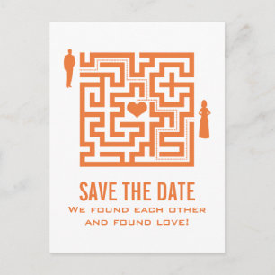 Postal De Anuncios Tangerine Love Maze Save the Date Postcard