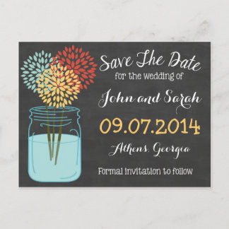 Postal De Anuncios Tarros de Mason Pizarra Save the Date