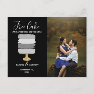Postal De Anuncios Tarta Gratuita Divertida Foto Moderna Boda Guardar