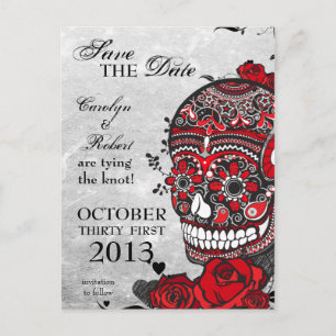 Postal De Anuncios Tatuajes de Rosas y Calavera para Salvar la Fecha