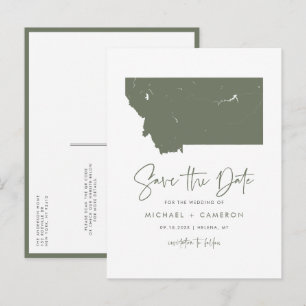 Postal De Anuncios Taupe Green Montana Map QR Code Save the Date