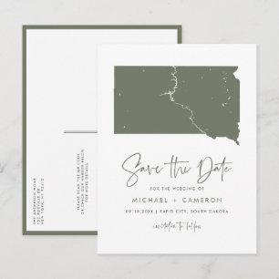 Postal De Anuncios Taupe Green South Dakota Map QR Code Save the Date