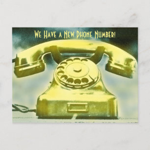 Postal De Anuncios Teléfono Retro Dorado Número de teléfono nuevo
