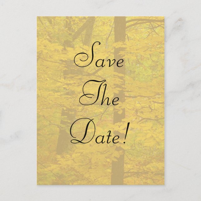 Postal De Anuncios Tema de boda Bosque Otoñal Amarillo Guardar la Fec (Anverso)
