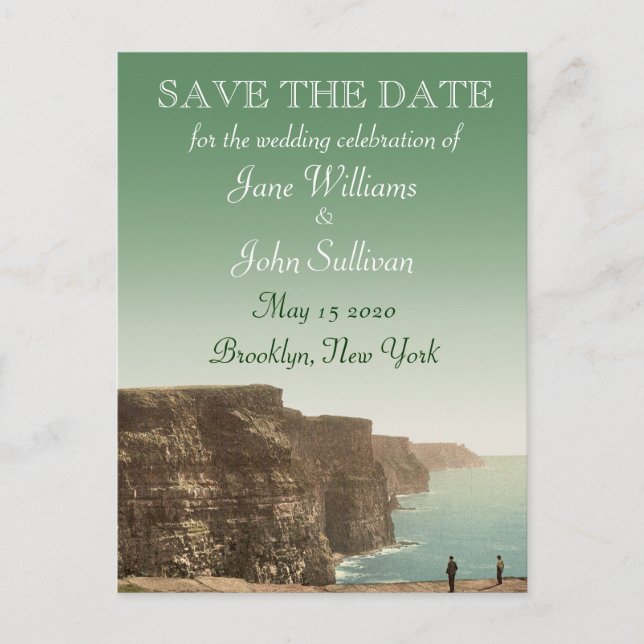 Postal De Anuncios Tema de boda irlandesa Acantilados de Moher Save t (Anverso)