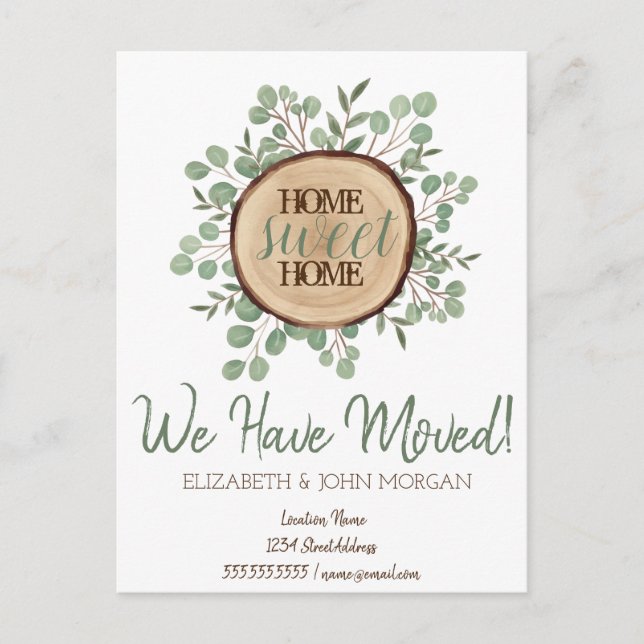 Postal De Anuncios Tema de madera forestal Hogar Dulce Hogar (Anverso)