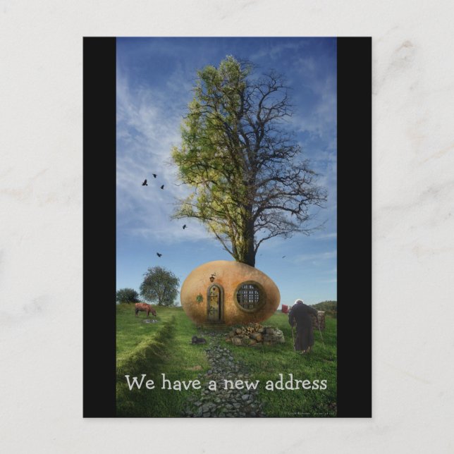 Postal De Anuncios Tenemos una nueva dirección | Antigua Casa del Hue (Anverso)