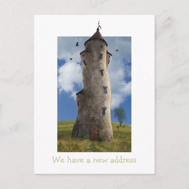 Postal De Anuncios Tenemos una nueva dirección | La divertida torre f (Anverso)