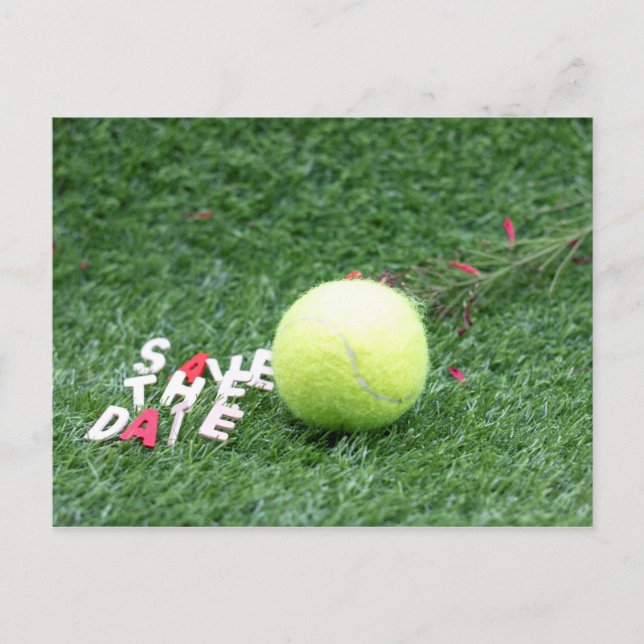 Postal De Anuncios Tenis guardar la fecha con pelota de tenis en verd (Anverso)