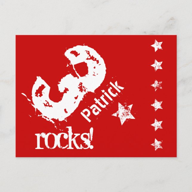 Postal De Anuncios Tercer cumpleaños KIDS diseño diagonal Grunge estr (Anverso)