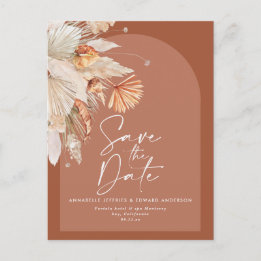 Postal De Anuncios Terracota bohemia moderna pampas césped elegante