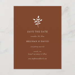 Postal De Anuncios Terracota Rústica Botánica Simple Save The Date