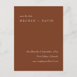 Postal De Anuncios Terracota Rústica Naranja Quemado Guardar La Fecha