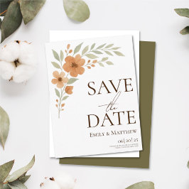 Postal De Anuncios Terracotta Floral Watercolor Save The Date