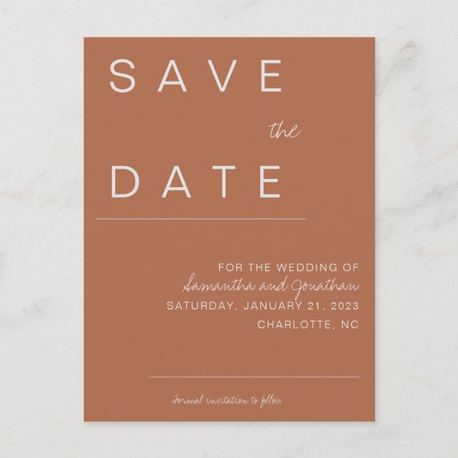 Postal De Anuncios Terracotta Save the Date (Anverso)