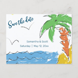 Postal De Anuncios Tesoro personalizado playa con palmera