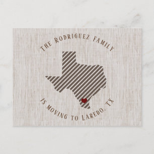 Postal De Anuncios Texas Brown Linen y Heart Texas en movimiento