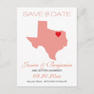 Postal De Anuncios Texas State Map Save the Date