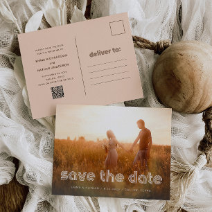 Postal De Anuncios Texto de disco moderno Foto Código QR Guardar fe