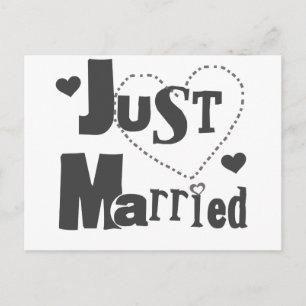 Postal De Anuncios Texto negro con corazón Recién casados