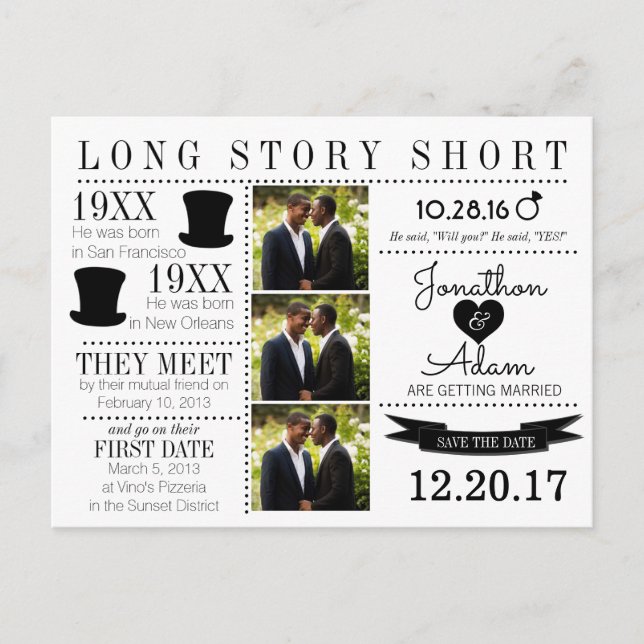 Postal De Anuncios Timeline Top Hat Save the Date Post Card (Anverso)