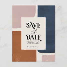 Postal De Anuncios Tipografía abstracta moderna terracota azul marino