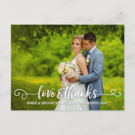 Postal De Anuncios Tipografía de Boda Amor & Gracias Rosas Rosadas Fo