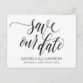 Postal De Anuncios Tipografía de boda Save-the-Date | Negro