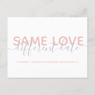 Postal De Anuncios Tipografía de foto de boda Cambiar la fecha rosa