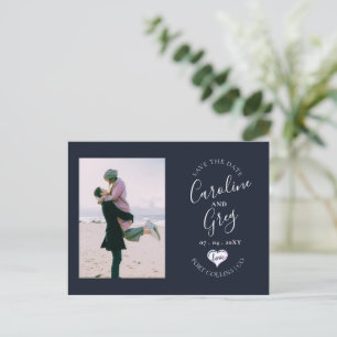 Postal De Anuncios Tipografía de foto de corazón de amor de la Marina