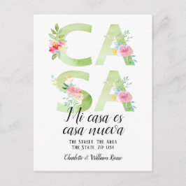 Postal De Anuncios Tipografía floral Nueva Casa
