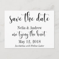 Tipografía negra sobre blanco Pretty Save the Date