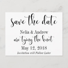 Postal De Anuncios Tipografía negra sobre blanco Pretty Save the Date