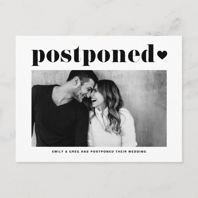 Postal De Anuncios Tipografía retro Aplazamiento de Bodas de fotograf (Anverso)