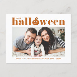 Postal De Anuncios Tipografía Retro Naranja Foto Feliz Halloween